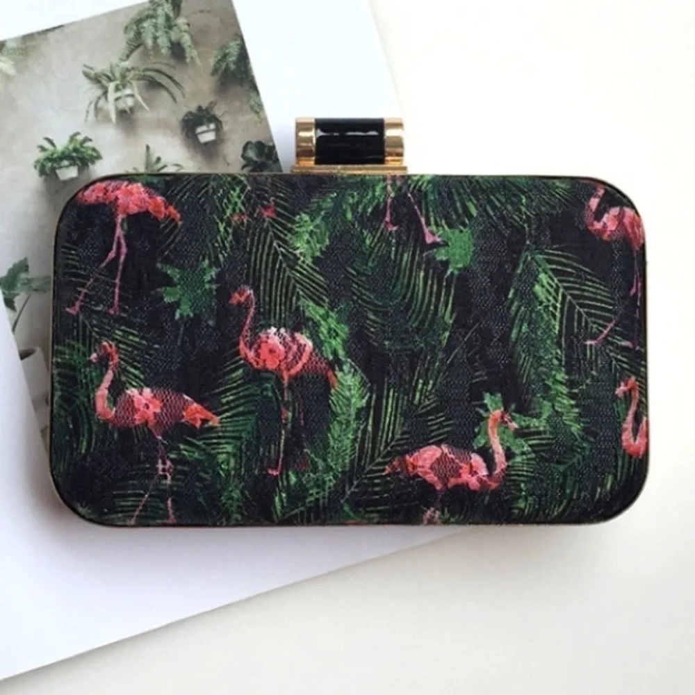 NEW!! Chic Black Flamingo Clutch